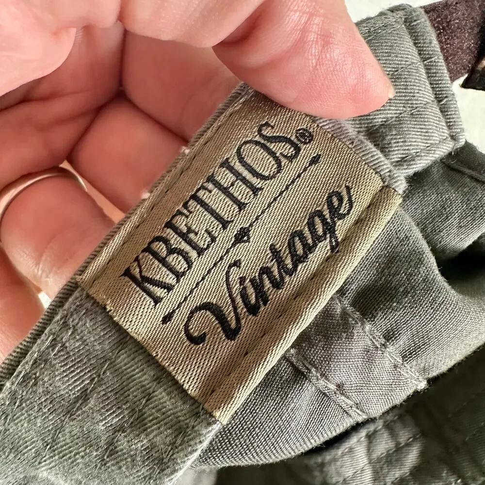 Kbethos Vintage NWT 100% Cotton Gray Happy Camper Cheetah Print Embroidered Cap